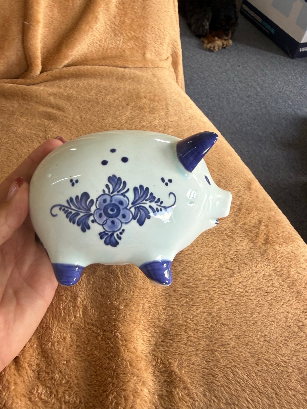 Delfts Blauw Spaarvarken - Molen en Bloemen, Ophalen of Verzenden, Zo goed als nieuw, Steen, Aardewerk of Keramiek, Overige thema's