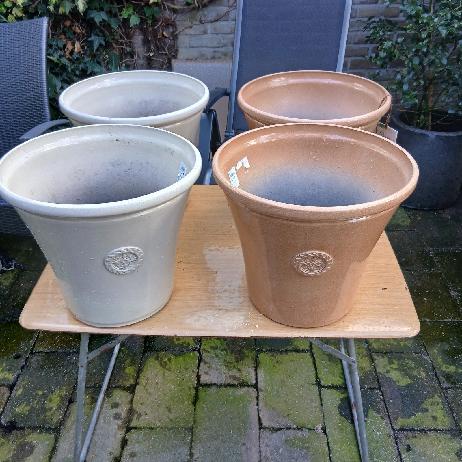 polystyreen buiten/binnenpotten., Kunststof, Rond, Zo goed als nieuw, Minder dan 40 cm