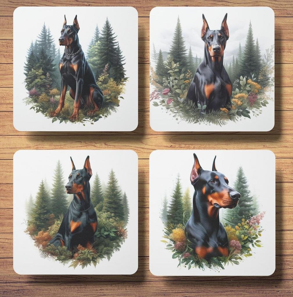 Dobermann Bos onderzetters met houder, Ophalen of Verzenden, Nieuw