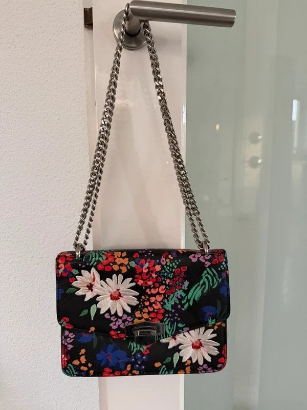 Zara handtasje met bloemen, Ophalen of Verzenden, Zo goed als nieuw, Overige kleuren, Handtas