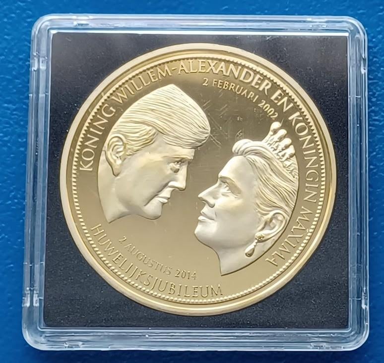 Penning Willem Alexander & Máxima Huwelijksjubileum - 2014, Postzegels en Munten, Penningen en Medailles, Verzenden, Overige materialen