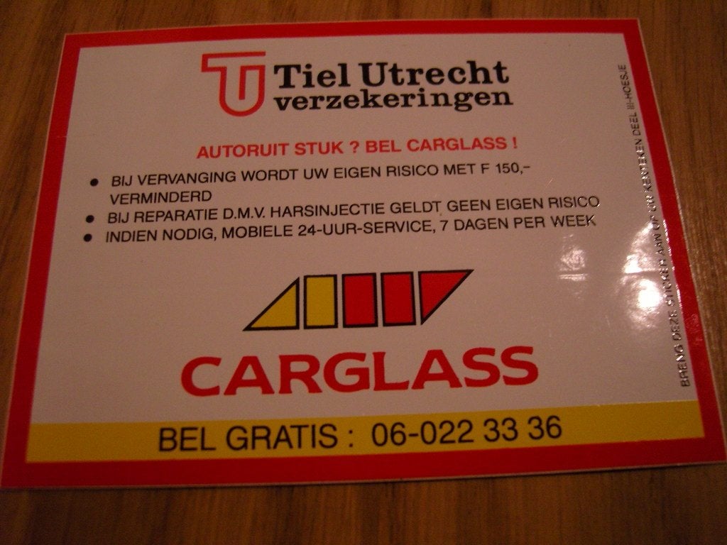 sticker tiel utrecht verzekeringen / carglass, Verzamelen, Stickers, Ophalen, Zo goed als nieuw