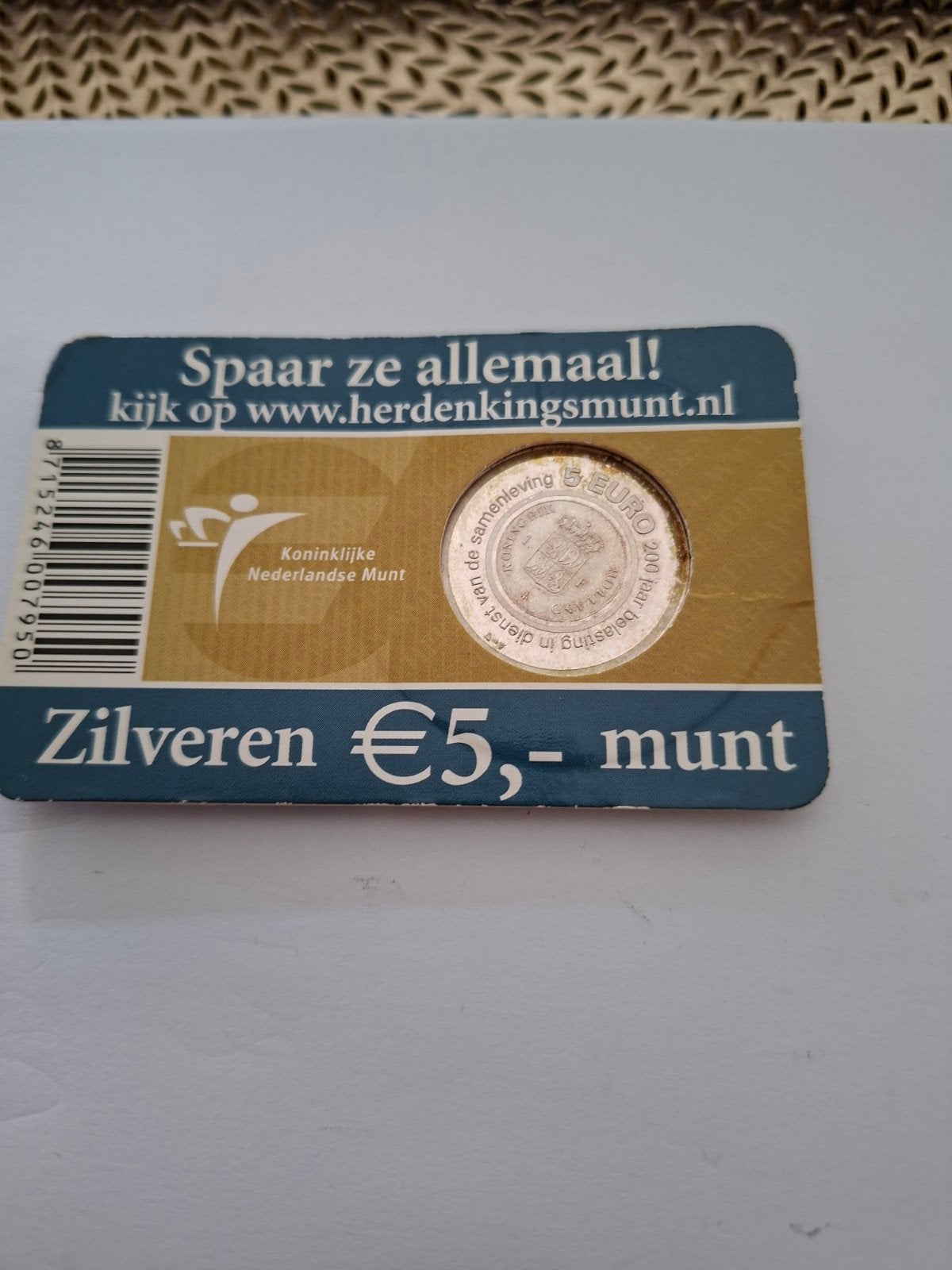 Zilveren €5,- munt Koninklijke Nederlandse Munt, Ophalen of Verzenden