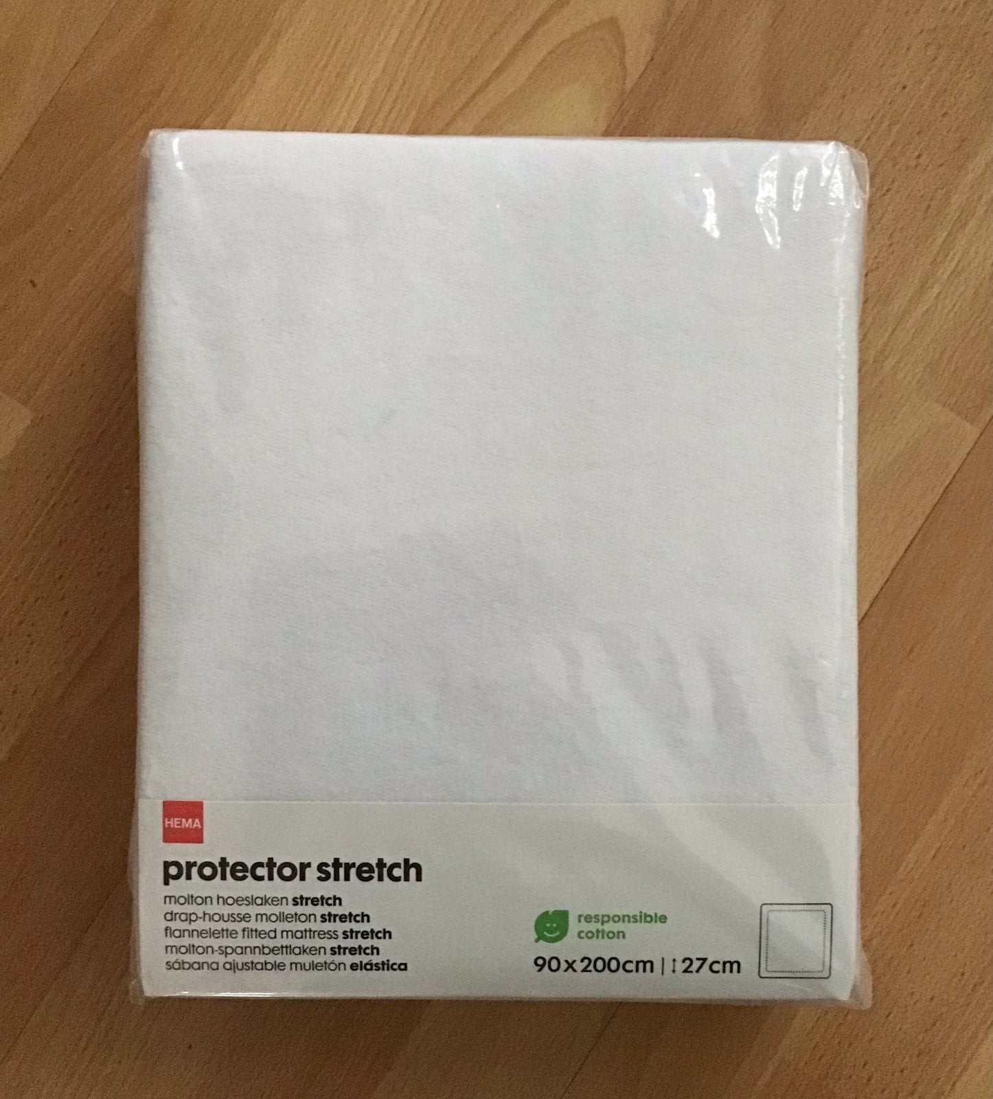 Hema molton matrasbeschermer 90x200cm (nieuw), Eenpersoons, Nieuw, Ophalen of Verzenden, Wit