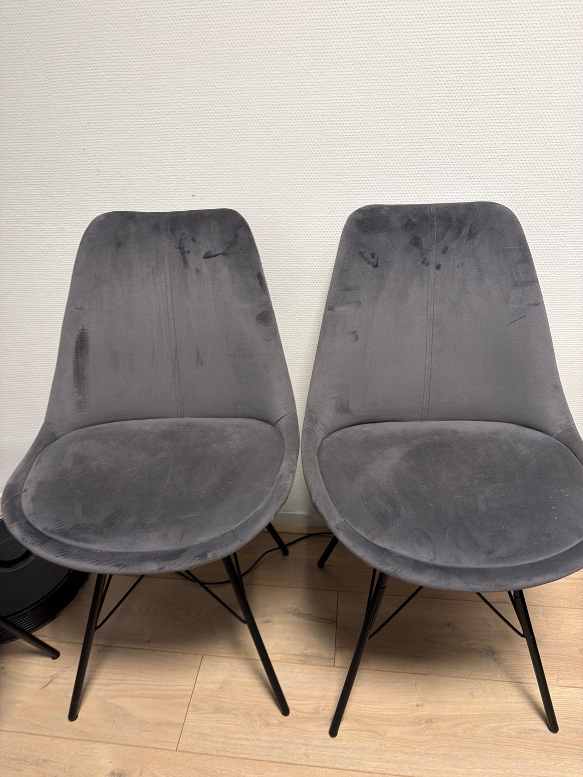 4x Eetkamerstoelen - Grijs en Blauw Velours setprijs, Ophalen, Zo goed als nieuw, Stof, Vier