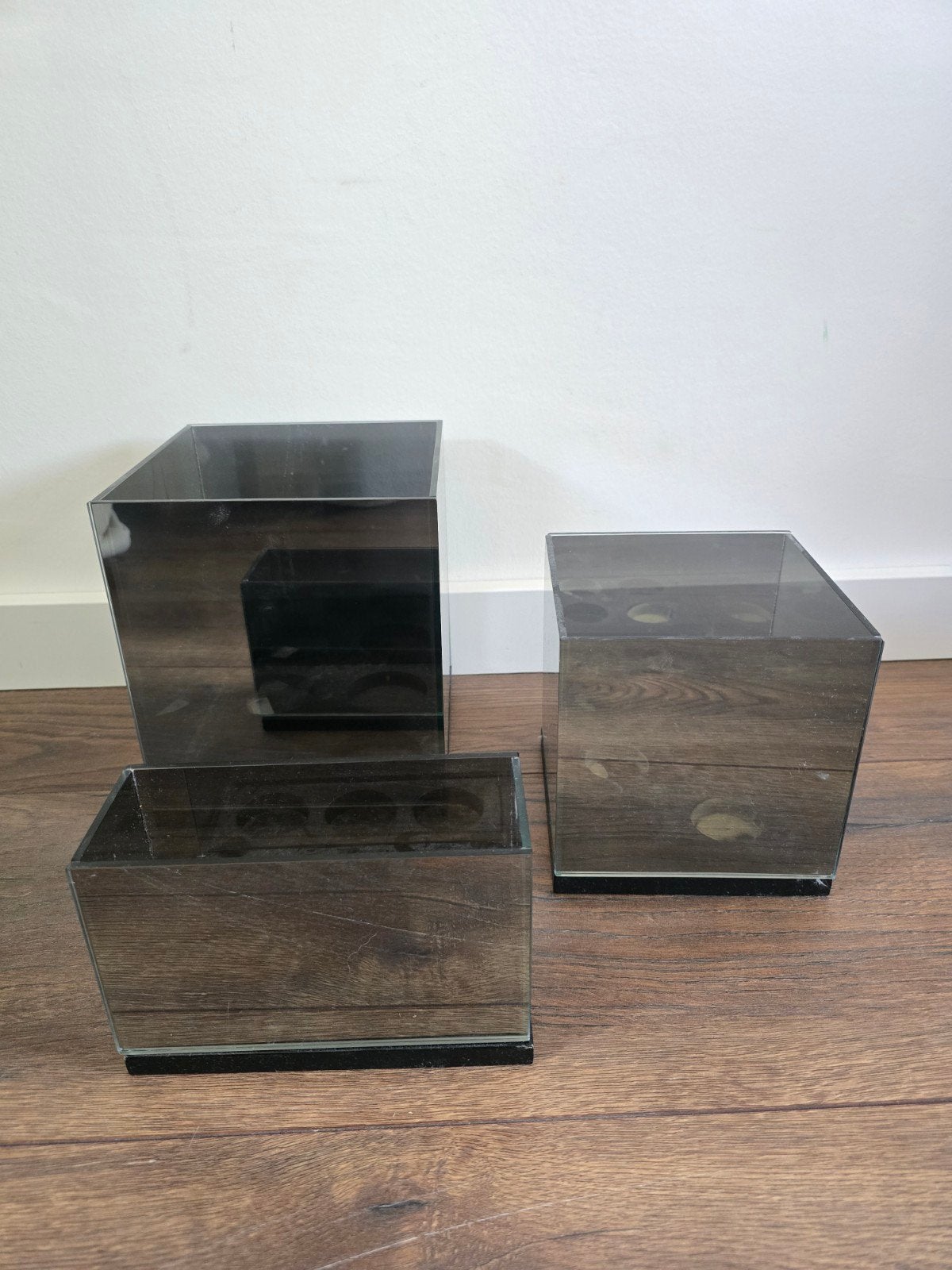 Set van 3 glazen oneindige kaarsjes, Huis en Inrichting, Ophalen, Zwart, Zo goed als nieuw, Modern