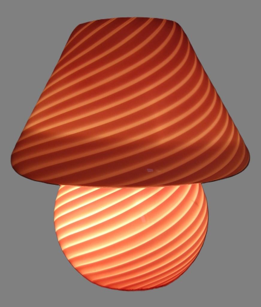 Magnifieke rose Murano paddestoellamp glaslamp., Antiek en Kunst, Ophalen