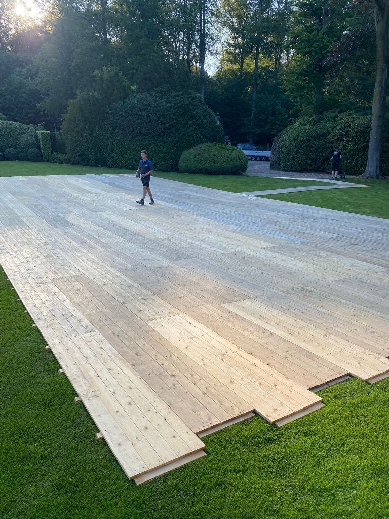 Houten Vlondervloer Huren | 1000m²+ Beschikbaar, Hobby en Vrije tijd, Feestartikelen | Verhuur, Ophalen of Verzenden, Zo goed als nieuw
