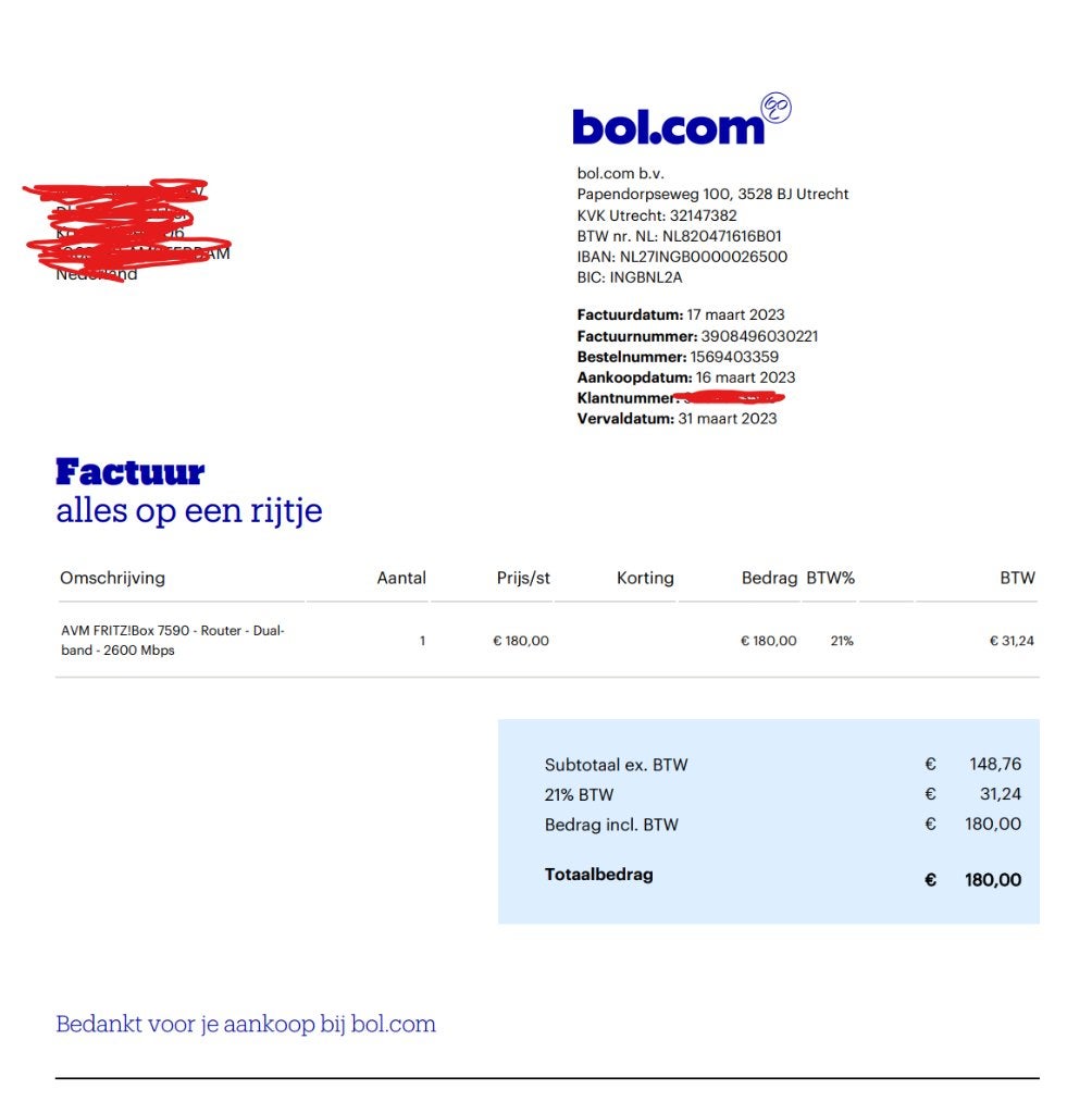 Fritzbox 7590, Computers en Software, Ophalen, Zo goed als nieuw, Router met modem, Fritz!Box