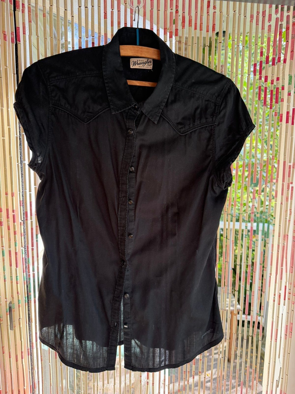 Wrangler zwarte blouse korte mouw maat 38/40, Ophalen of Verzenden, Gedragen, Maat 38/40 (M), Zwart