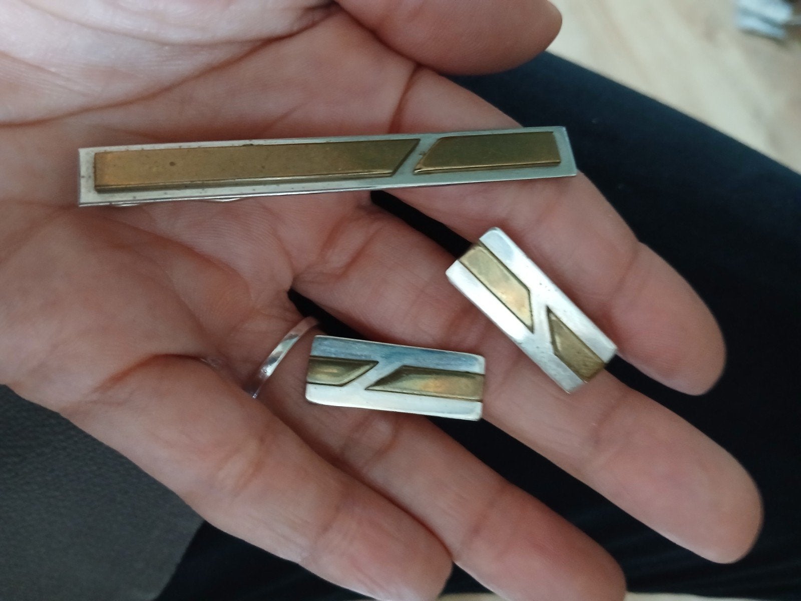Vintage manchetknopen en dasspeld, Ophalen of Verzenden, Overige materialen