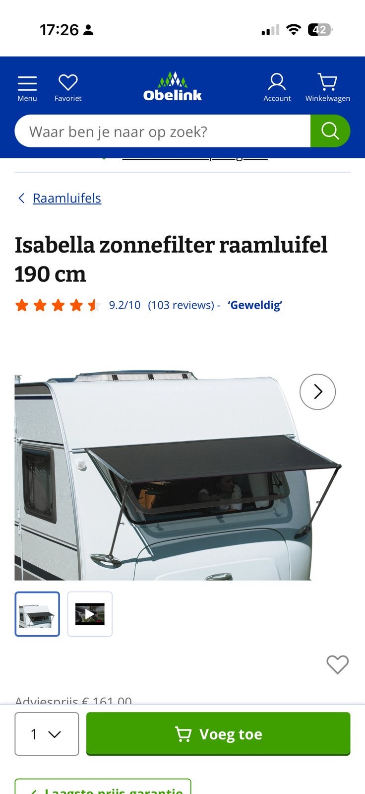 isabella zonnefilter, Ophalen of Verzenden, Zo goed als nieuw