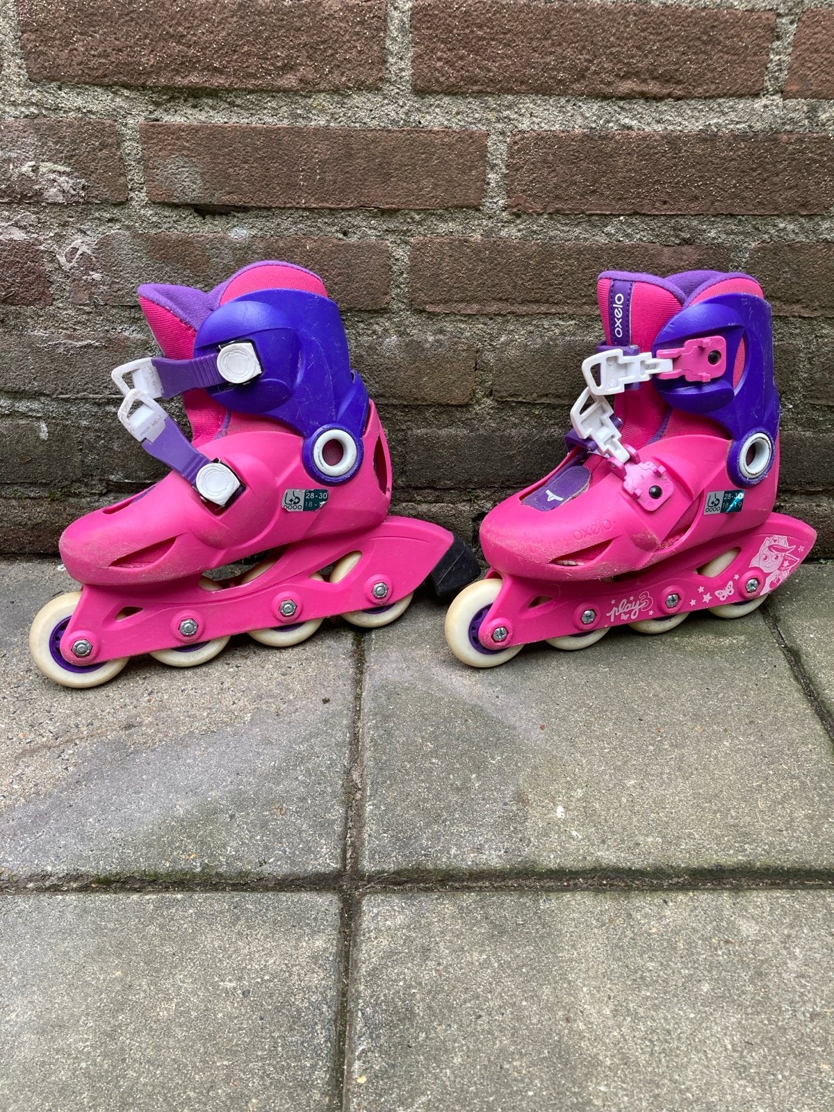Oxelo Play 3 Kinderskates roze/paars (maat 28 - 30), Ophalen, Kinderen, Verstelbaar, Gebruikt