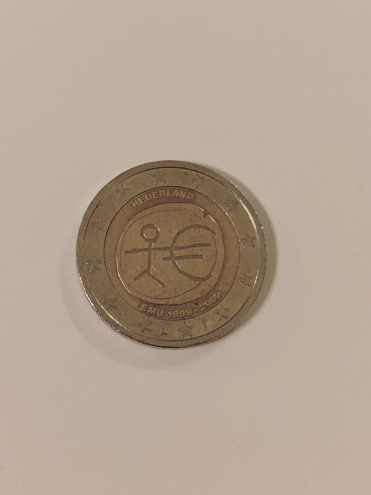 2 Euro Herdenkingsmunt Nederland EMU 1999-2009 Stick Man, Ophalen of Verzenden