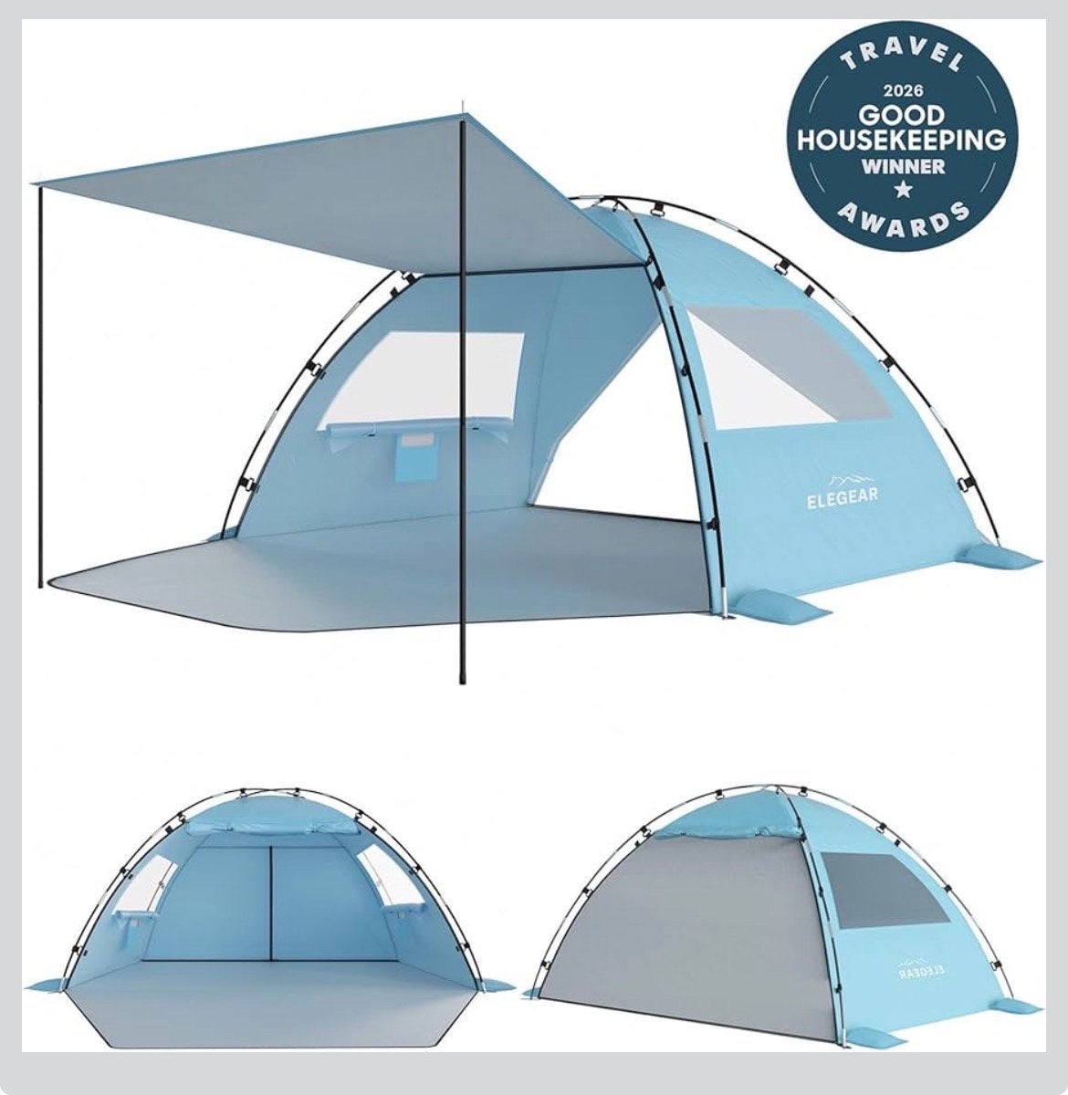 Windscherm / strandtent / schaduwtent UPF50+ voor 4-5 Pers, Ophalen of Verzenden, Zo goed als nieuw, Tot en met 5