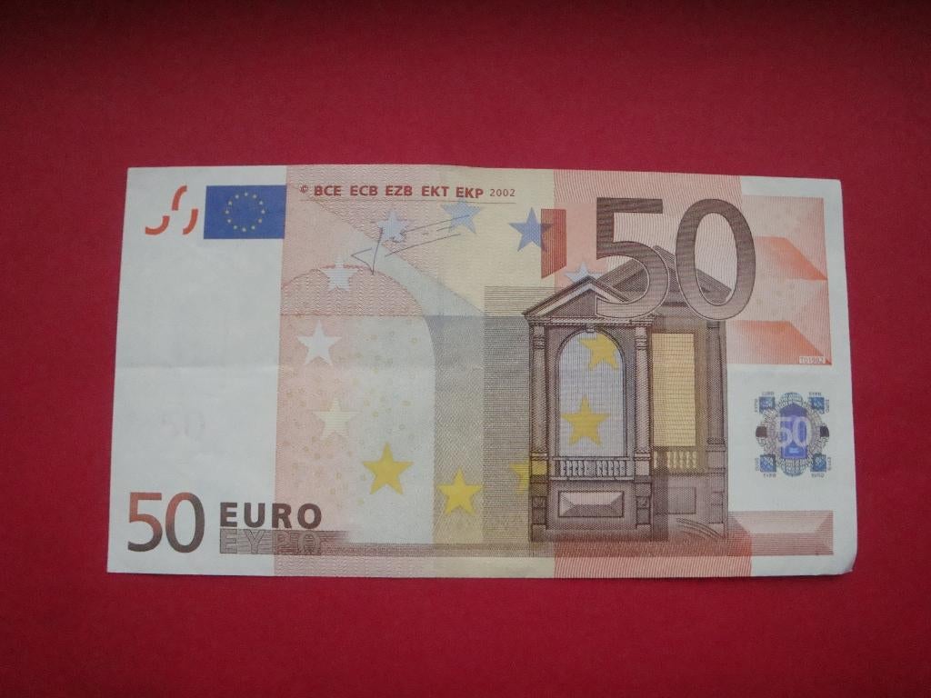 Bankbiljet België 50 Euro Trichet 2002., Postzegels en Munten, Verzenden, België, 50 euro, Los biljet