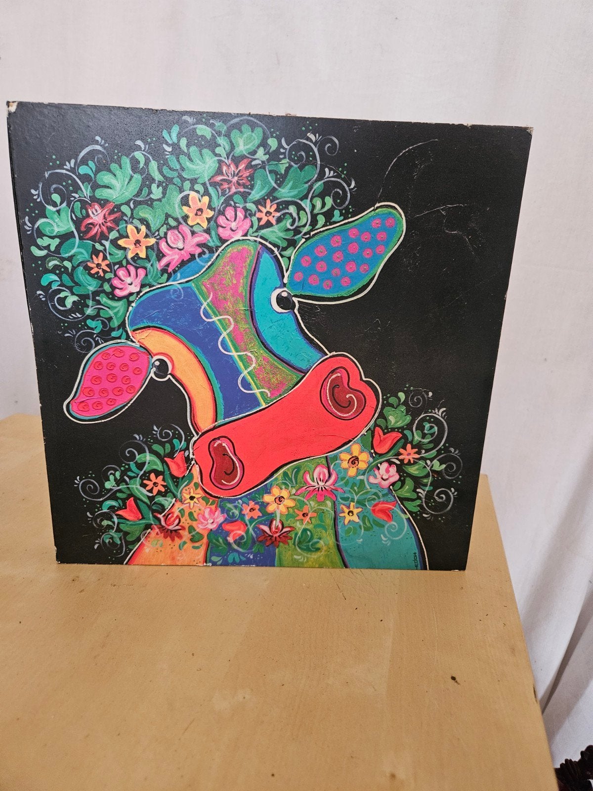 schilderij van een koe, Minder dan 50 cm, Gebruikt, Ophalen of Verzenden, Schilderij
