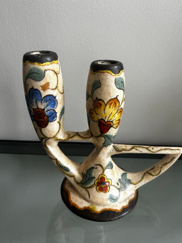 Oude Kandelaar, Gouds plateel, Antiek en Kunst, Ophalen of Verzenden