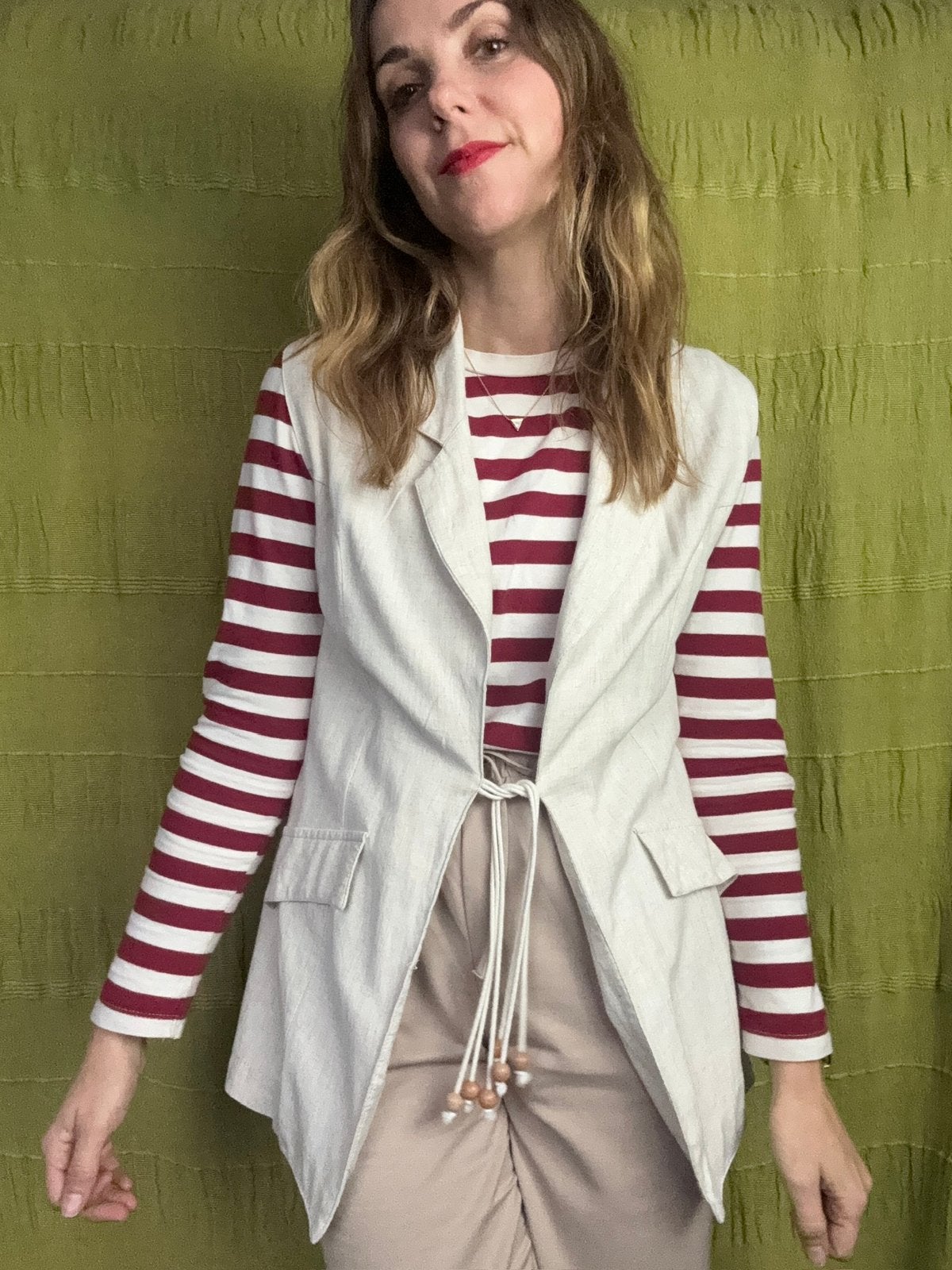 Vintage gilet / waistcoat - beige - 40/L/Large, Hgv, Hgv, Ophalen of Verzenden, Gedragen