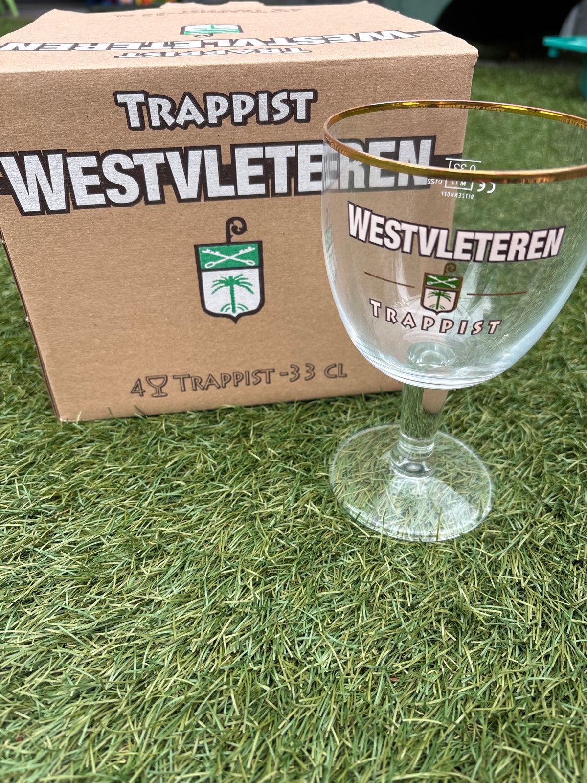 Westvleteren Trappist bierglazen met gouden rand, Ophalen of Verzenden, Nieuw, Glas of Glazen, Overige merken