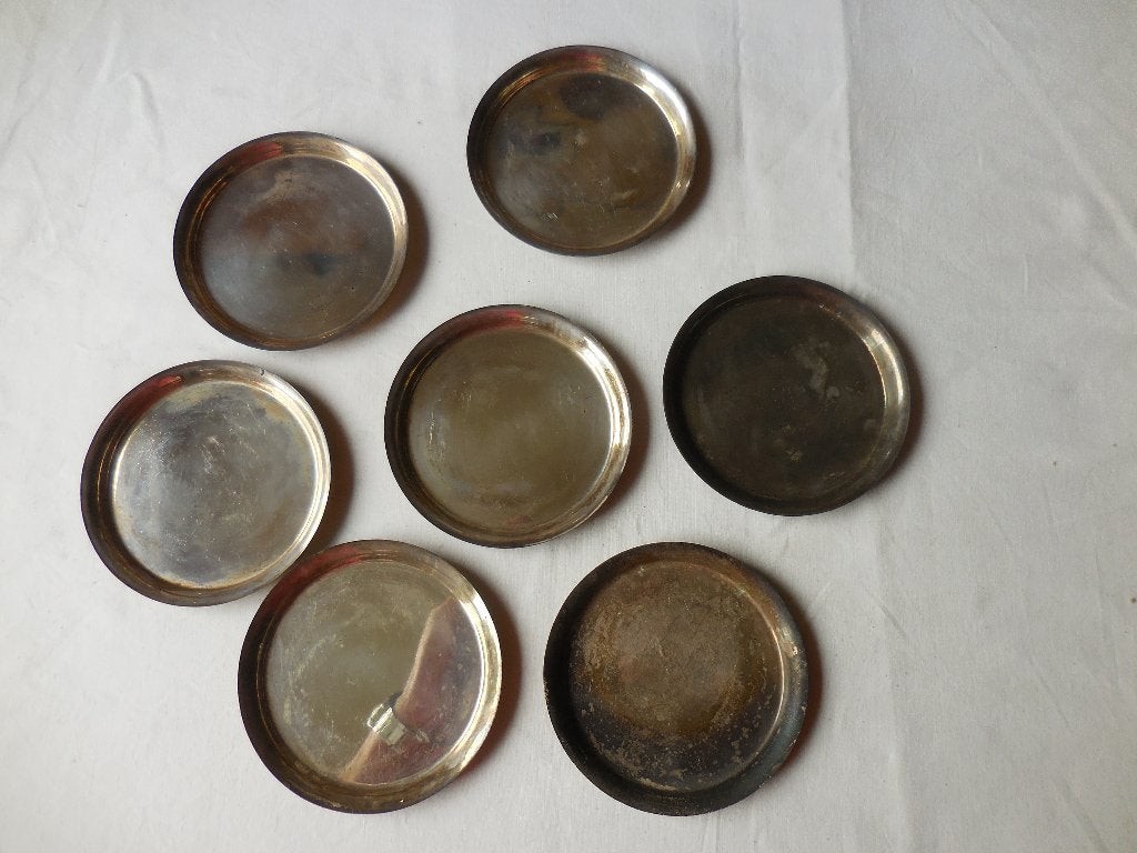 Verzilverde Onderzetters Groot en Klein + Pindabakjes, Ophalen, Gebruikt, Glas of Kopje