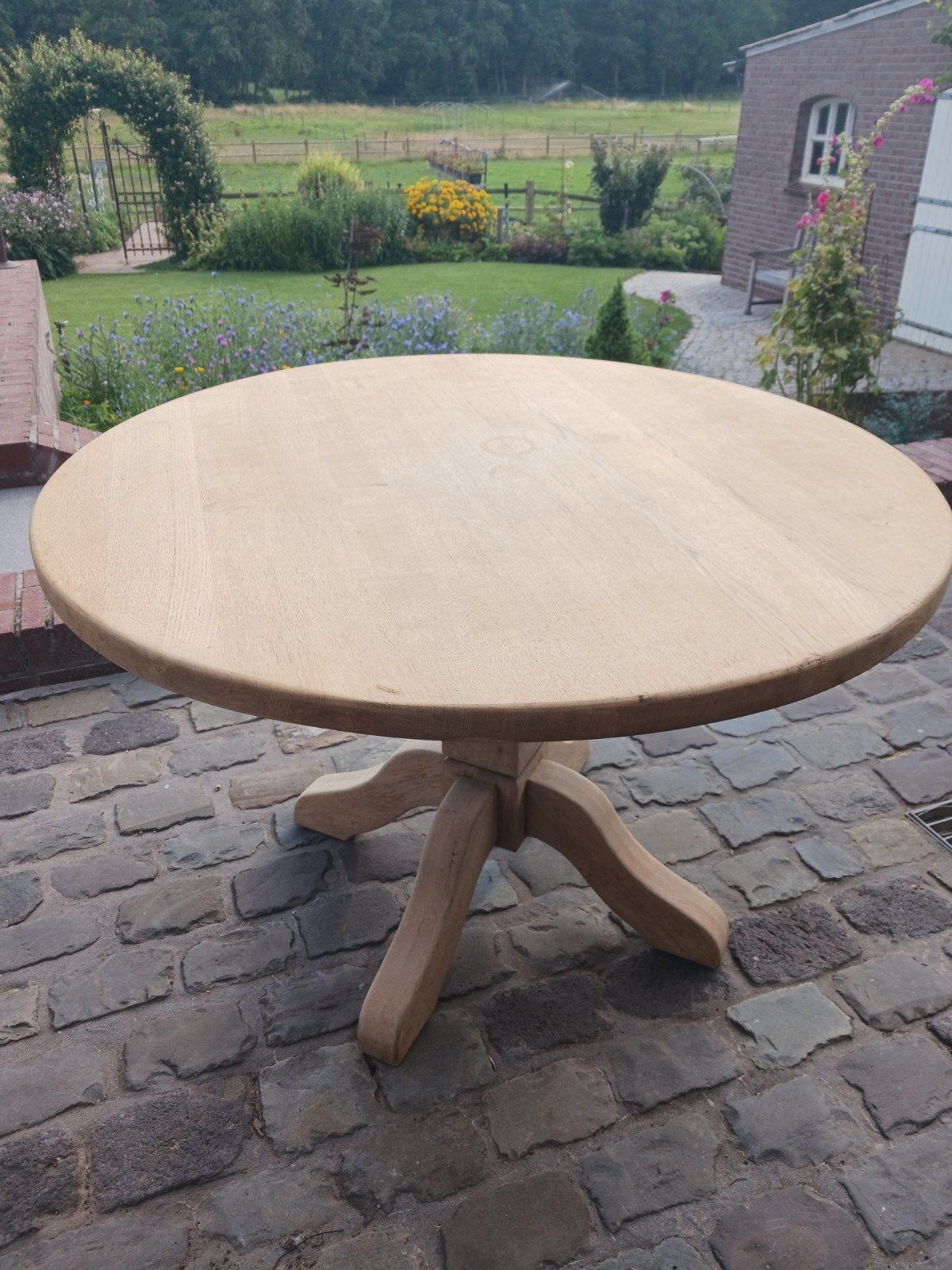 Massief Eiken eettafel, Huis en Inrichting, Tafels | Eettafels, Ophalen, Zo goed als nieuw, 100 tot 150 cm, 100 tot 150 cm