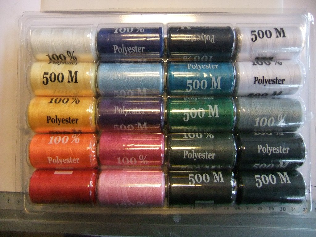 20 klossen gekleurd naaigaren 100%polyester 500 meter, Verzenden, Nieuw, Garen of Naald(en)