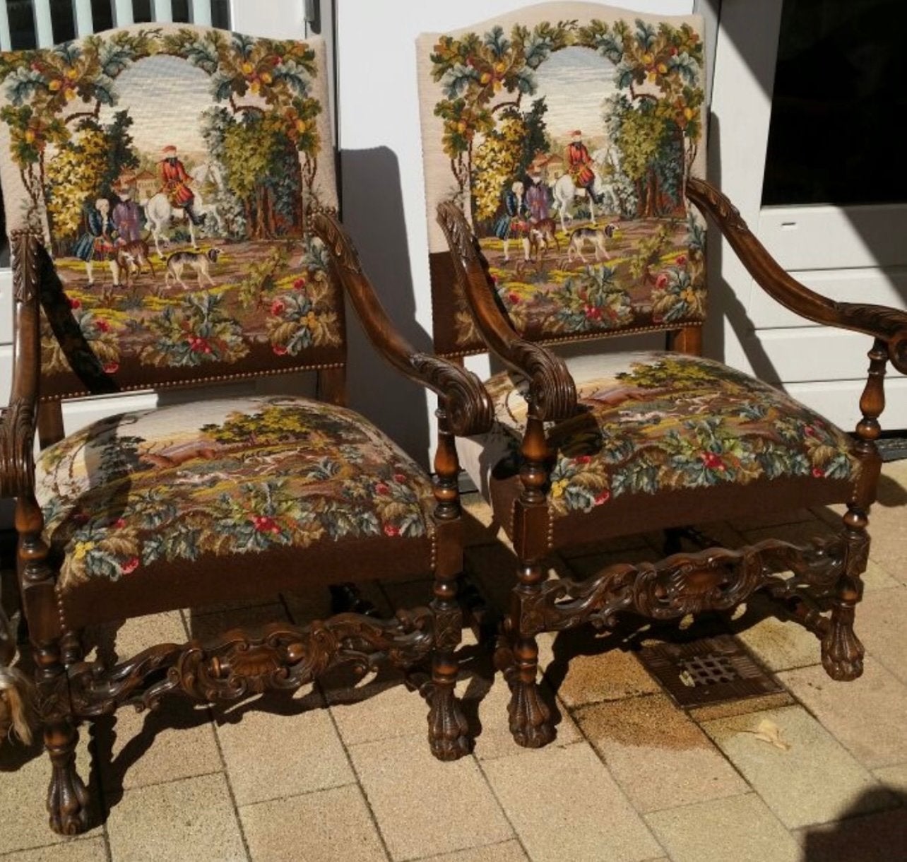 2 antieke kasteel stoelen, Antiek en Kunst, Ophalen of Verzenden
