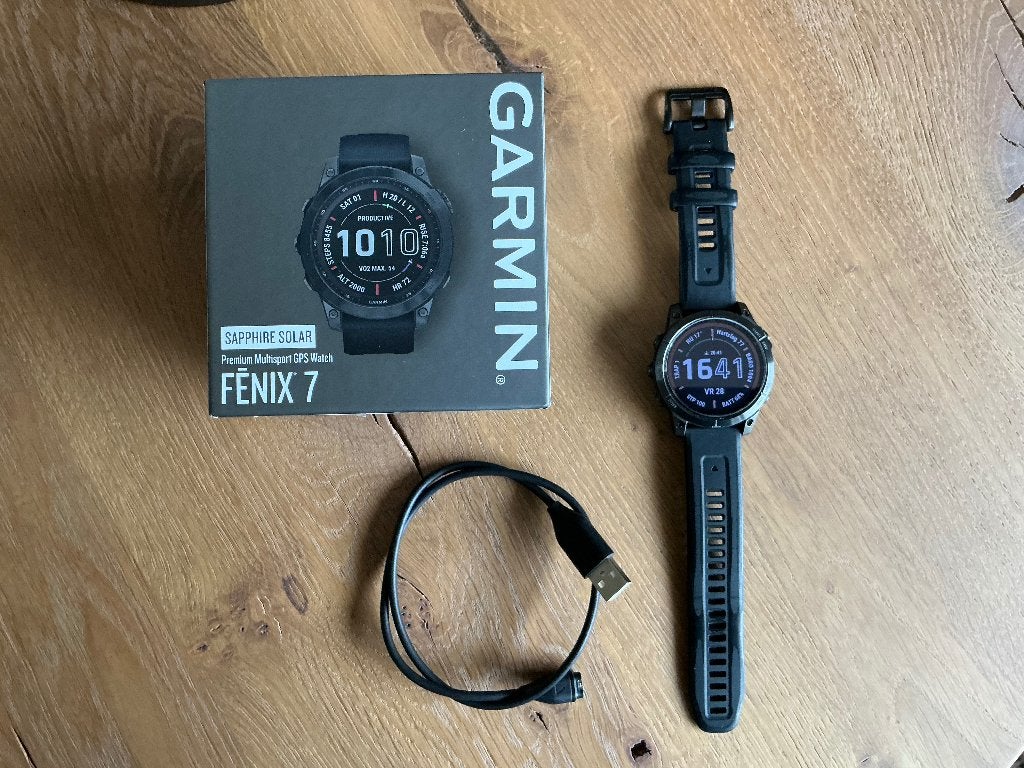 Garmin fenix 7 sapphire solar multisport GPS Watch 51 mm, Zwart, Ophalen of Verzenden, Zo goed als nieuw, GPS