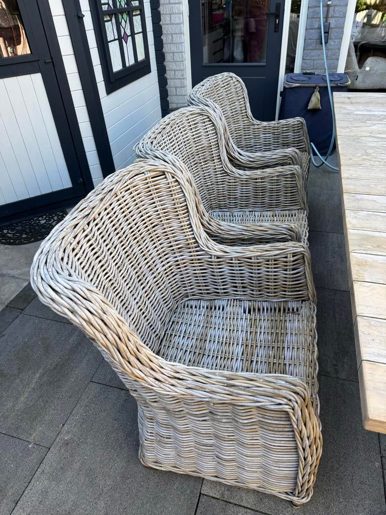 Echte rotan tuinstoelen (set van 6), Tuin en Terras, Tuinstoelen, Ophalen of Verzenden, Gebruikt, Rotan