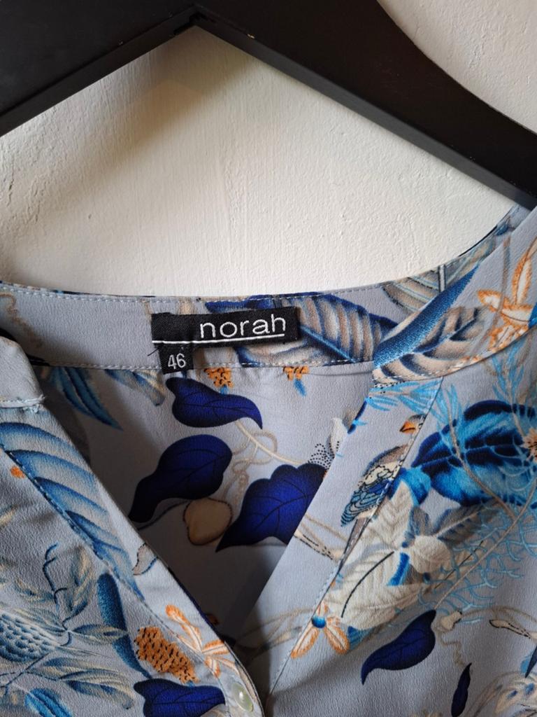 Norah blouse met tropische print - Maat 46, Blauw, Maat 46/48 (XL) of groter, Ophalen of Verzenden, Zo goed als nieuw