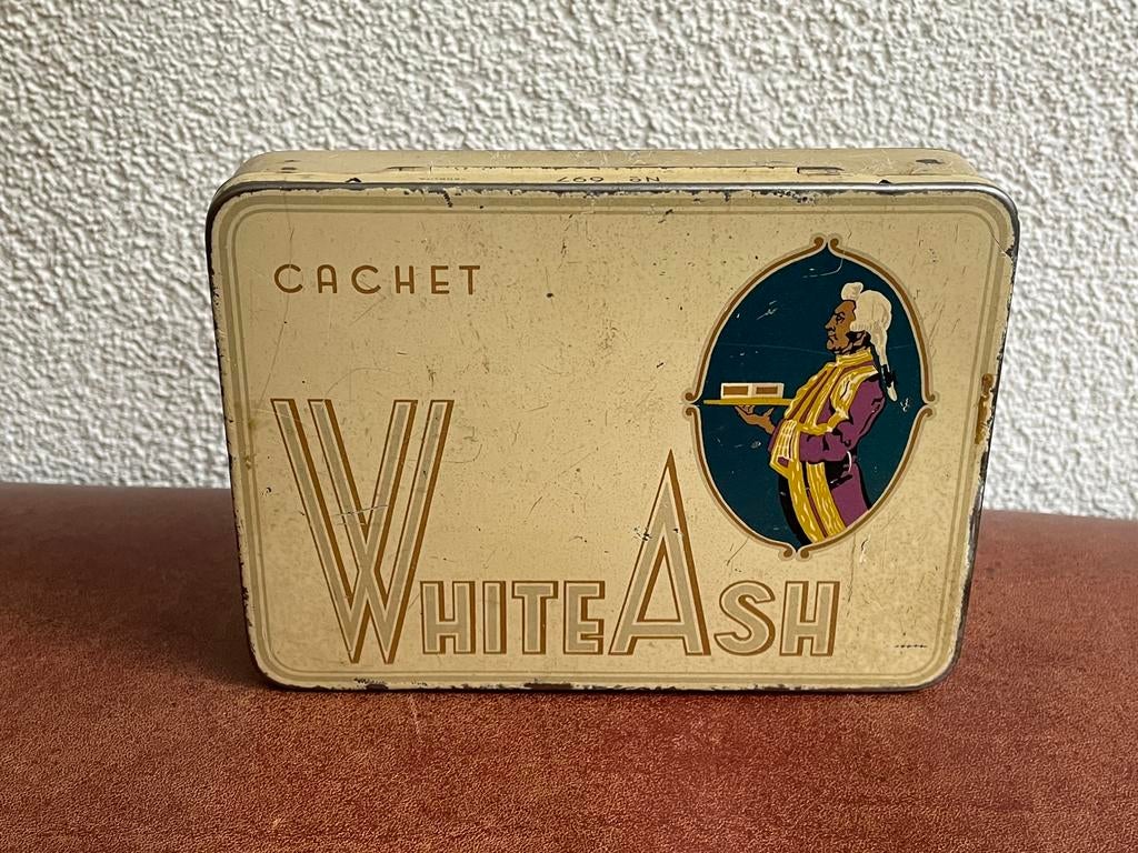 Oud sigarenblik White Ash Cachet, Verzamelen, Blikken, Gebruikt, Overige, Ophalen of Verzenden