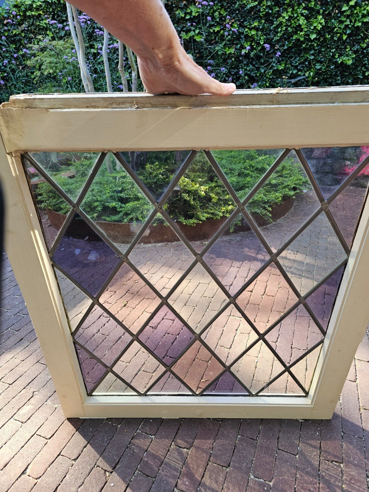 intacte glas in lood raam, traditionele kleuren en vorm, Ophalen, Gebruikt, Minder dan 80 cm, Gevelraam of Ruit