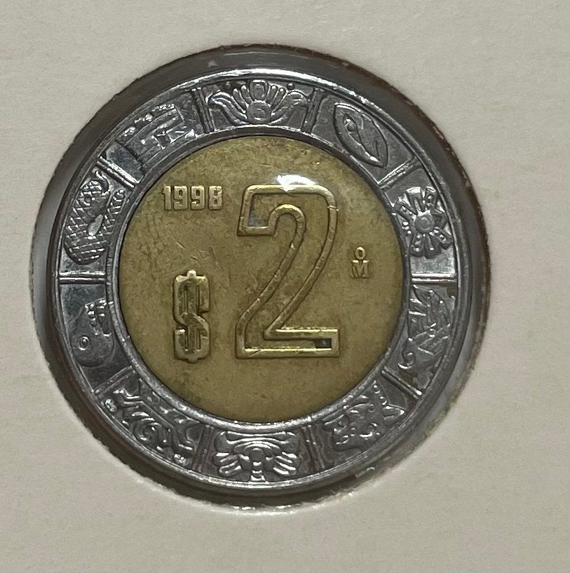 2 pesos Mexico 1998, Postzegels en Munten, Munten | Amerika, Ophalen of Verzenden, Noord-Amerika