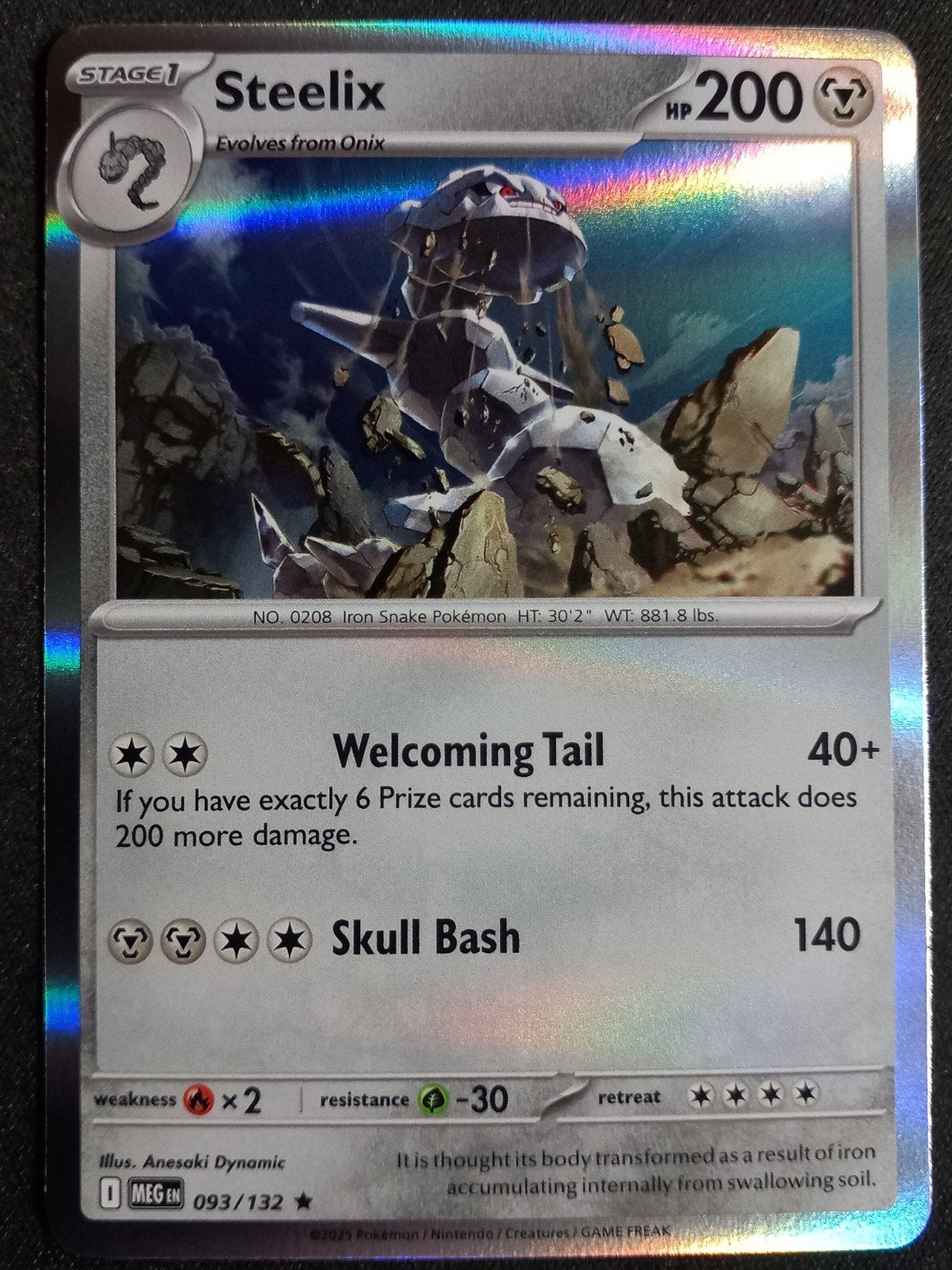 Steelix 093/132 Mega Evolution Holo NM, Verzenden, Zo goed als nieuw, Losse kaart, Foil