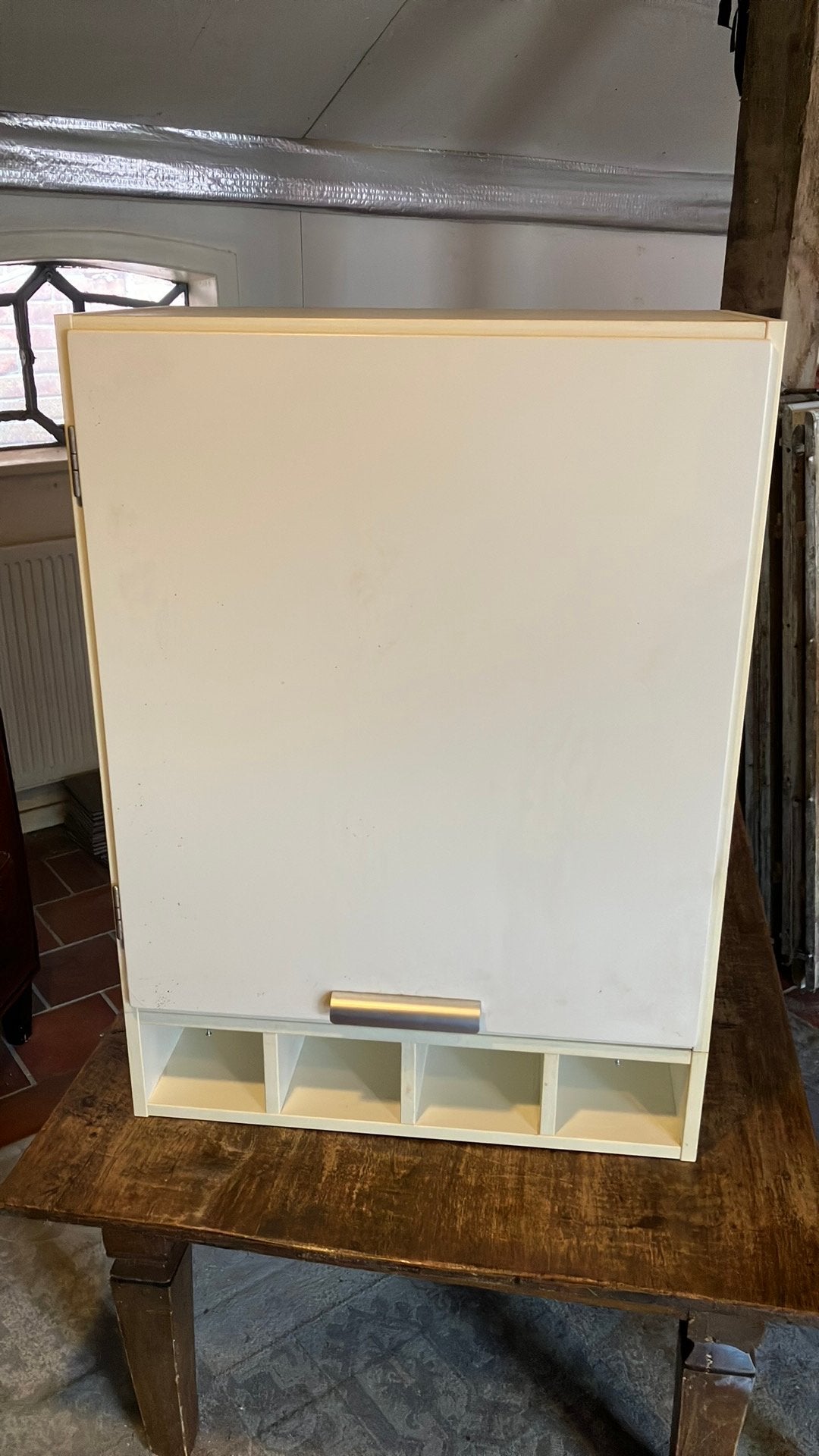 Piet Zwart Bruynzeel bovenkast met rekje voor grutterbakjes, Ophalen, Gebruikt, 50 tot 100 cm, 25 tot 50 cm