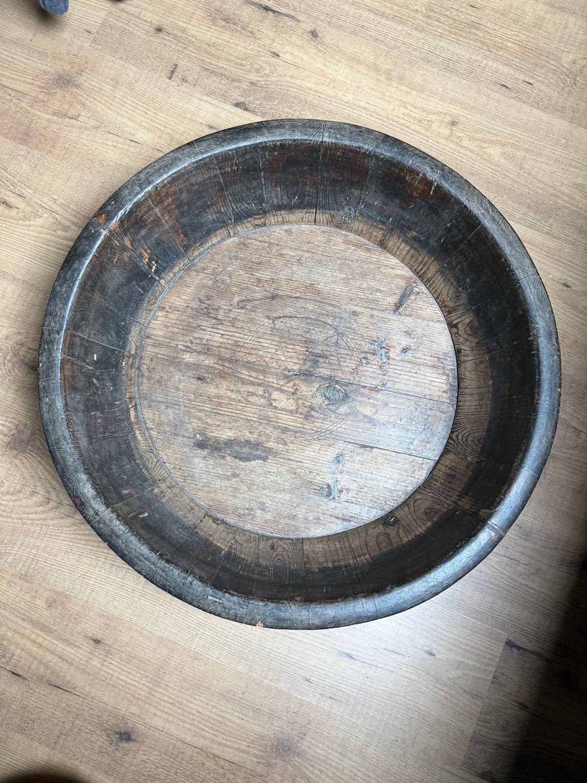 Prachtige xl olijfbak, Huis en Inrichting, Ophalen, Gebruikt, Rond, Hout
