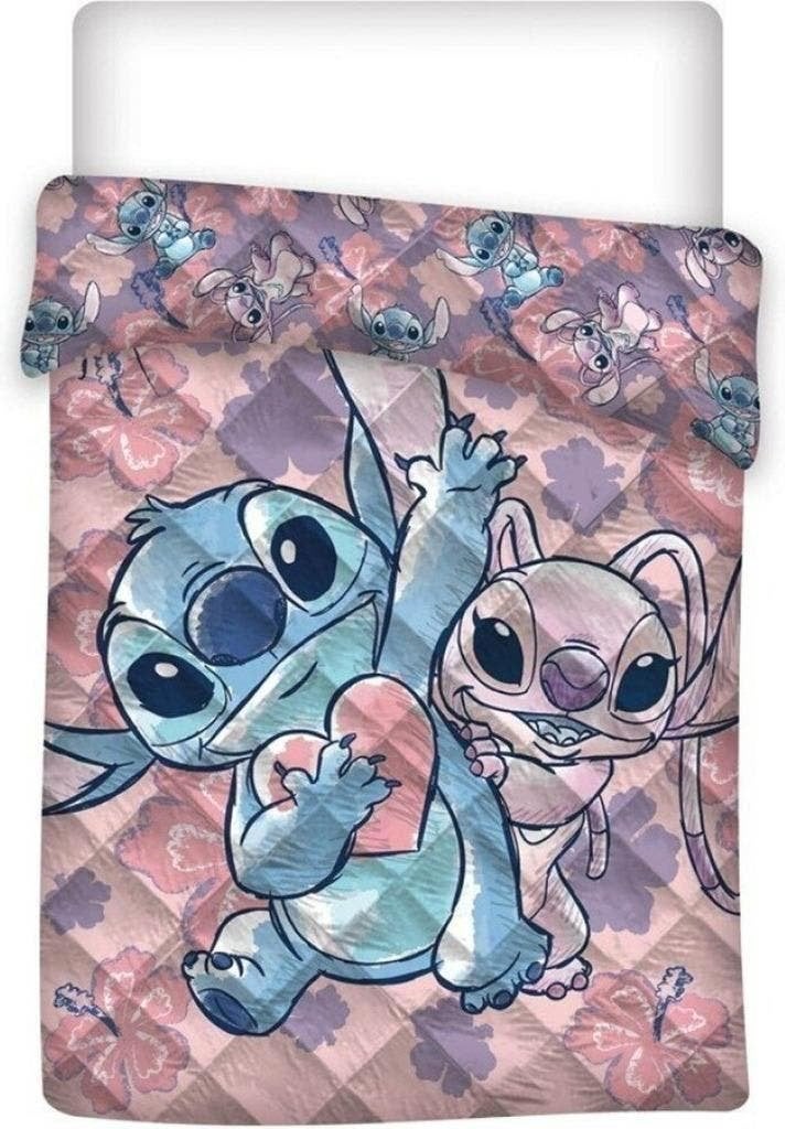 Stitch en Angel Bedsprei Gewatteerd - 140x200 - Roze, Meisje, Overige typen, Nieuw, Ophalen of Verzenden
