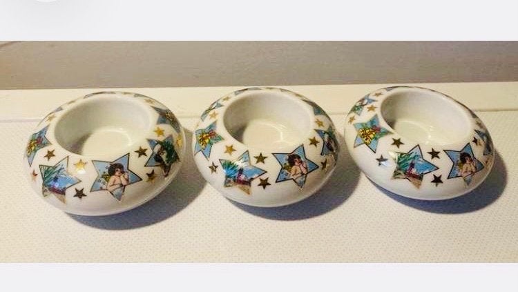 3x Waxinelichthouder van Arzberg. Drsn. 7,5 cm., Meerkleurig, Overige merken, Waxinelichthouder, Ophalen of Verzenden