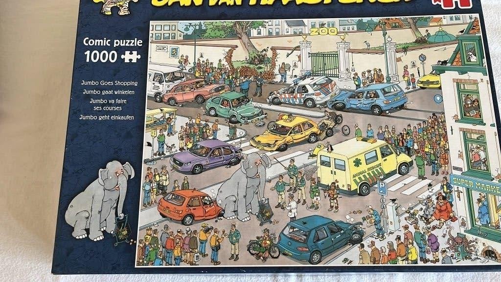 Van Haasteren puzzel 1000 stuks Jumbo gaat winkelen, Ophalen of Verzenden, 500 t/m 1500 stukjes, Zo goed als nieuw, Legpuzzel