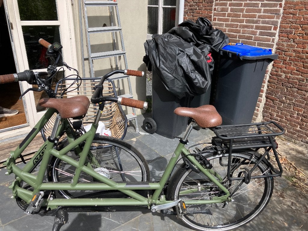 Opvouwbare elektrische tandem merk Azor, Fietsen en Brommers, Fietsen | Tandems, Minder dan 10 versnellingen, Opvouwbaar, Zo goed als nieuw