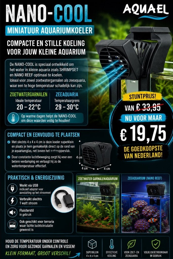 Actie: AquaEL Minikoeler NANO-COOL - Aquarium ventilator, ., Overige typen, Nieuw, Ophalen of Verzenden