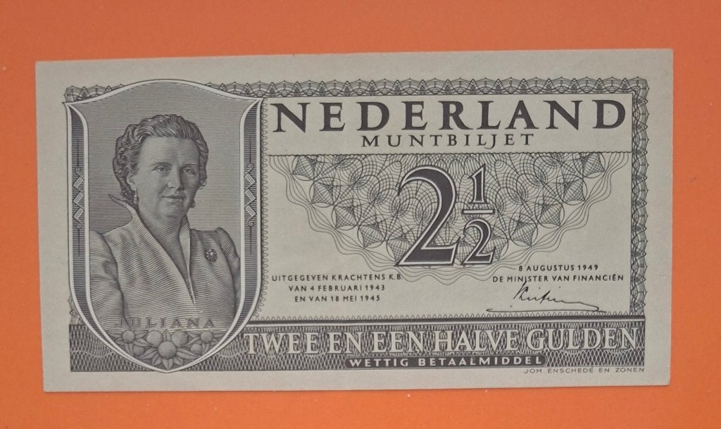 Muntbiljet 2,5 gulden 1949 Juliana, cat. PL17.a, Postzegels en Munten, Bankbiljetten | Nederland, Verzenden, 2½ gulden, Los biljet