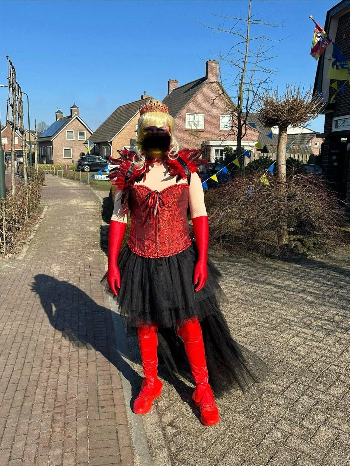 Drag Queen/Koningin van Harten - Rood/Zwart 2x, Kleding | Dames, Maat 38/40 (M), Carnaval, Ophalen of Verzenden, Zo goed als nieuw