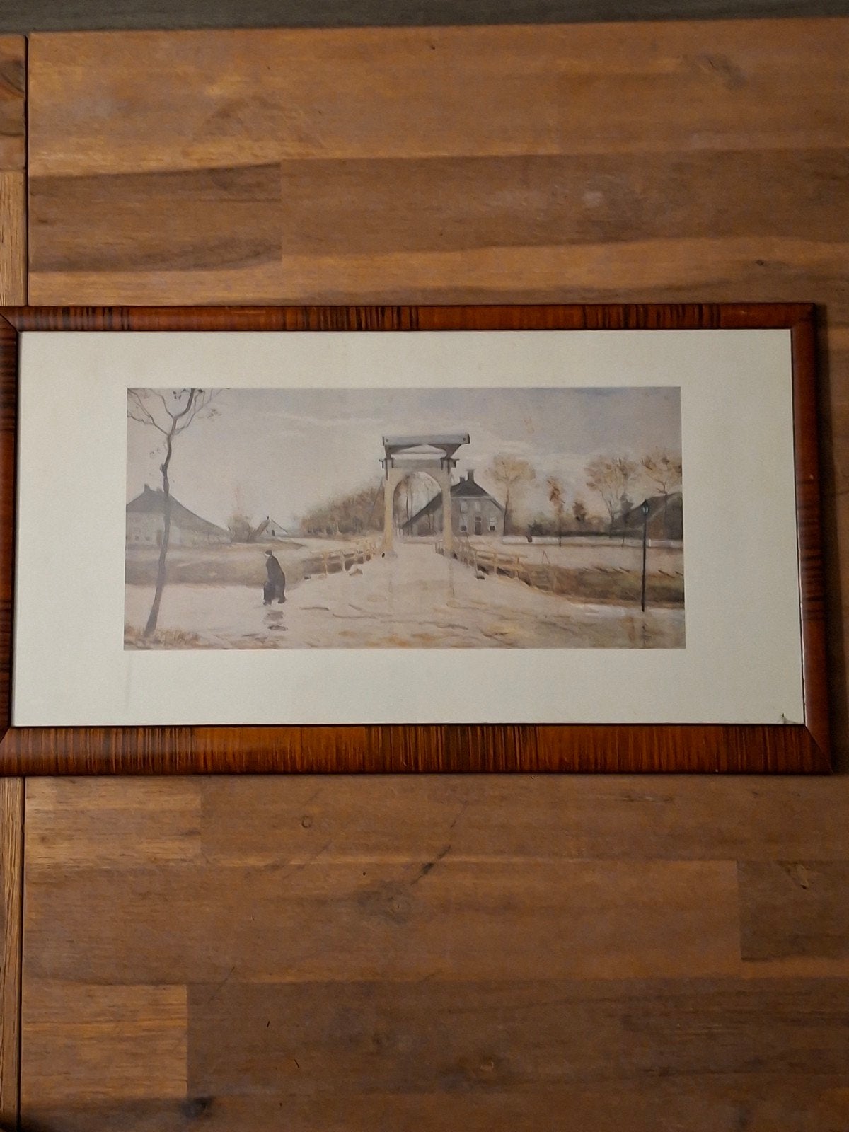 Antieke ets Ophaalbrug Nieuw-Amsterdam (naar Van Gogh), Antiek en Kunst, Ophalen of Verzenden, Ets, Lithografie, Gesigneerd