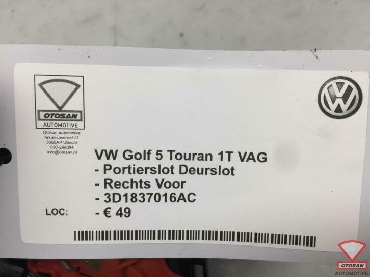 vw golf 5 vag portierslot deurslot rechts voor 3d1837016ac, Auto-onderdelen, Gebruikt, Volkswagen, Volkswagen AG, Vw@volkswagen.de