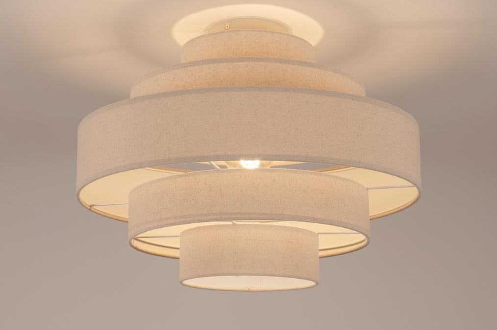 plafondlamp beige ronde tafel bed hoekbank keuken lamp 52cm, Ophalen of Verzenden, Nieuw, Stof, Minder dan 50 cm