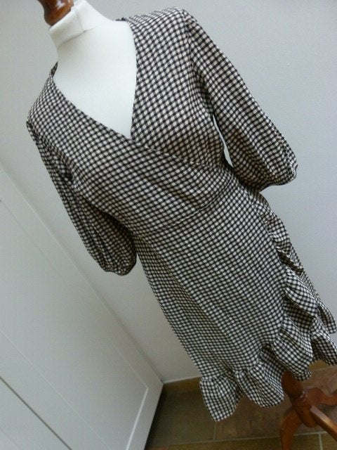 COS bruin wit geblokte jurk nieuw maat XL met prijskaartje, COS, Bruin, Maat 46/48 (XL) of groter, Nieuw