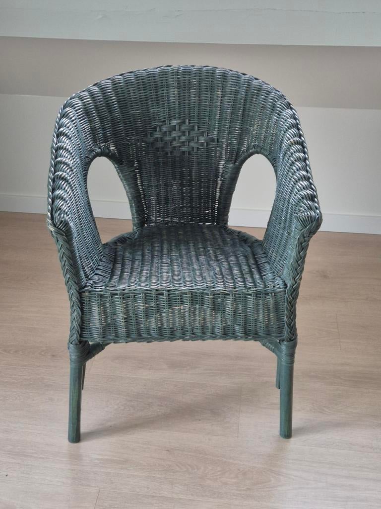 Groene rotan stoel, Ophalen, Gebruikt, Overige kleuren, Riet of Rotan