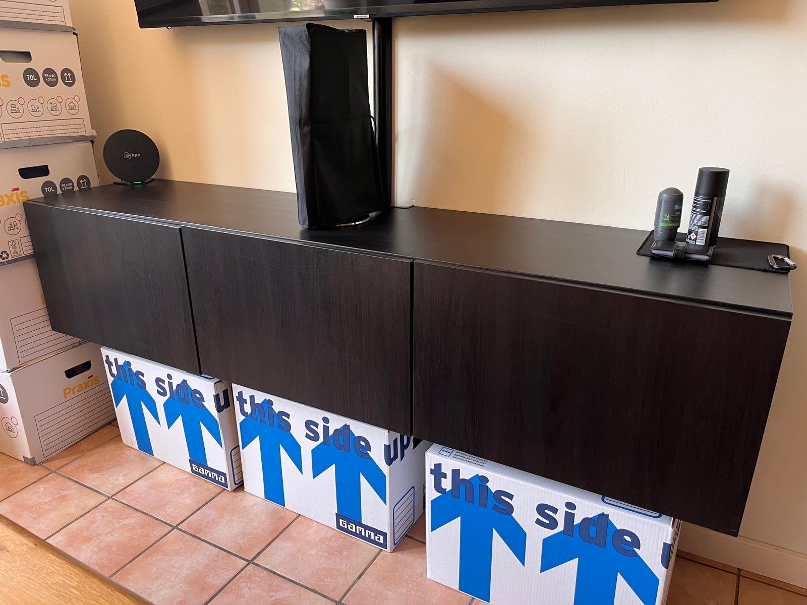 Zwart zwevend tv-meubel / wandkast, Ophalen, Gebruikt, 150 tot 200 cm, Minder dan 100 cm